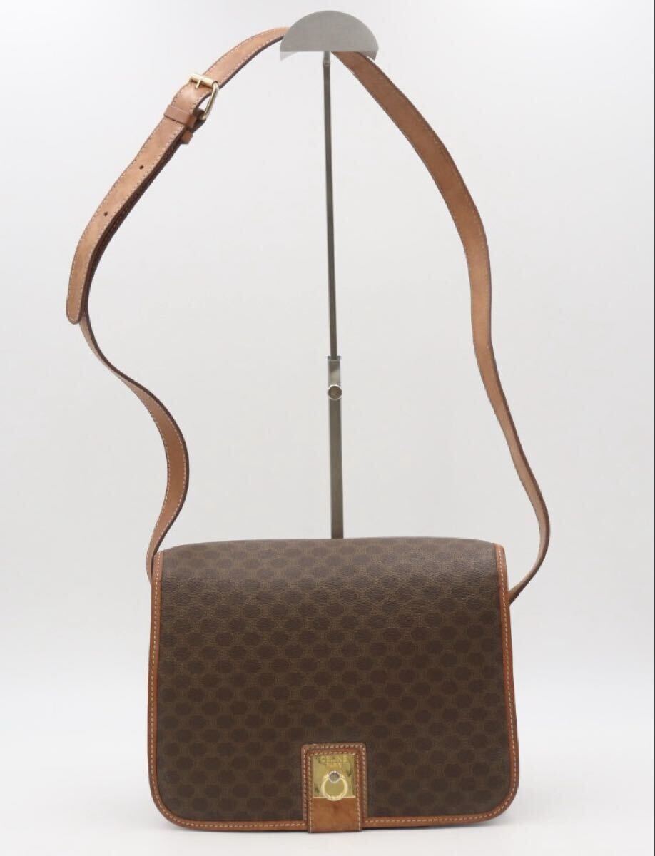 セリーヌ CELINE マカダム柄 PVC×レザー ショルダーバッグ ブラウン拍卖