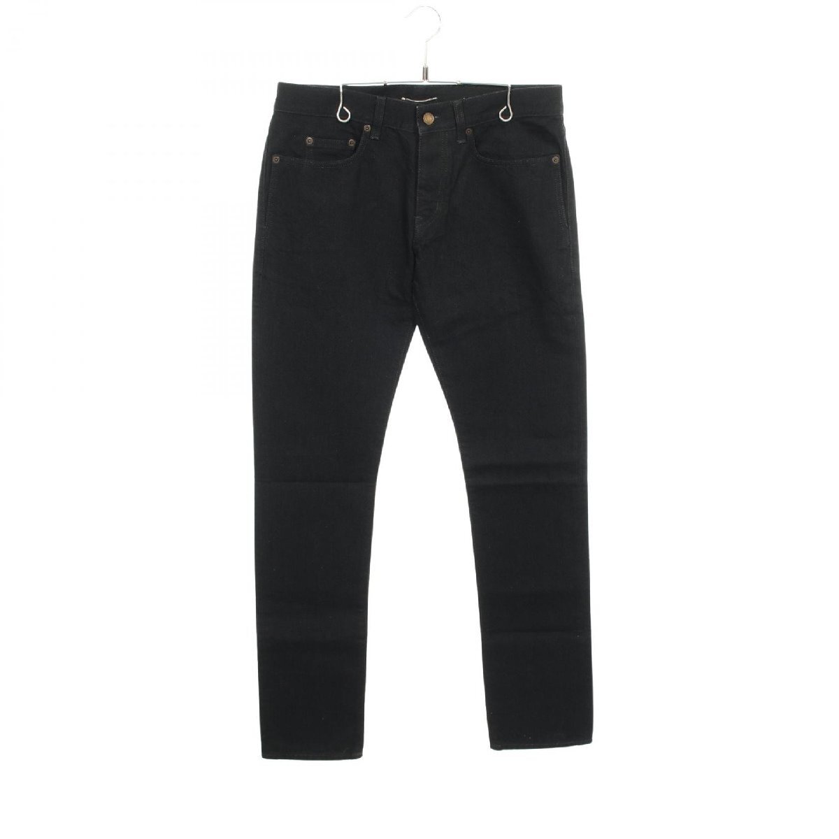 爆買 サンローランパリ SAINT LAURENT PARIS ストレート デニムパンツ 衣料品 ボトムス コットン ブラック系 597052 【中古】拍卖