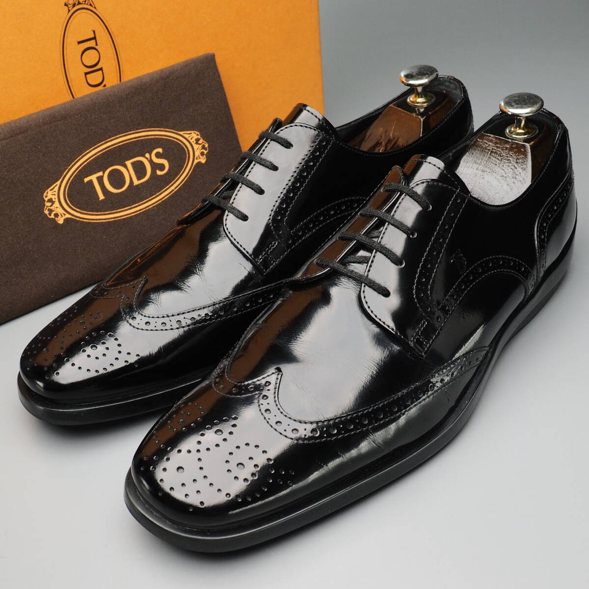 GT5284//イタリア製*トッズ/TOD'S*メンズ9/ウイングチップ/フルブローグ/レザーシューズ/革靴/黒/ブラック拍卖