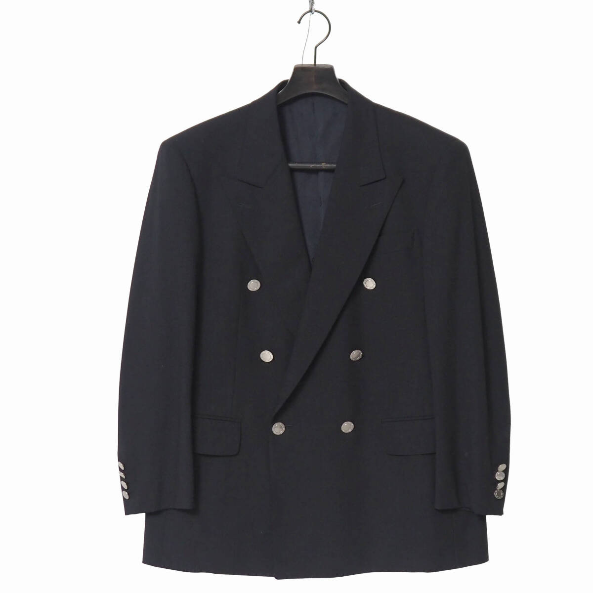 TK5125▽90S ヴィンテージ MONSIEUR by GIVENCHY/ジバンシィ*メンズ*メタル釦*ダブル テーラードジャケット*ブレザー*紺ブレ*ネイビー拍卖
