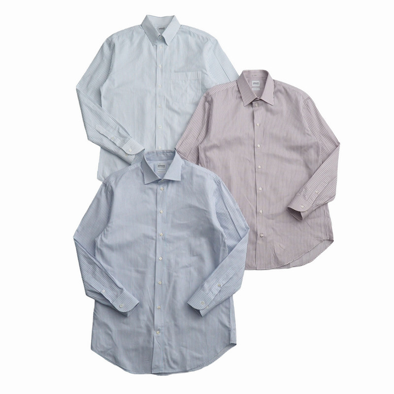 TJ7118…*3点セット ARMANI COLLEZIONI/アルマーニコレッツォーニ ストライプ柄 コットン 長袖シャツ メンズ 39拍卖