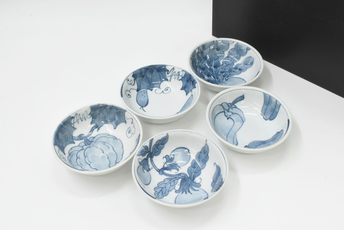 (1L 0605H3) 1円~ 未使用 雪峰 SIKINO UTSUWA 四季の器 筍 野菜 絵付 鉢 中鉢 深鉢 煮物鉢 白磁 陶器 食器拍卖