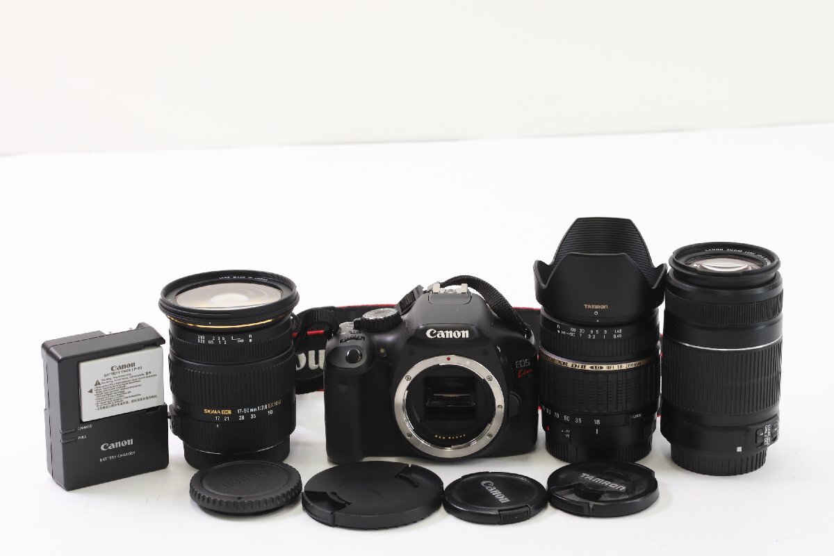 CANON EOS KISS X4 キャノン デジタル 一眼レフ カメラ EF-S 55-250mm F4-5.6/SIGMA 17-50mm F2.8 等 ズームレンズ 3589-Y拍卖