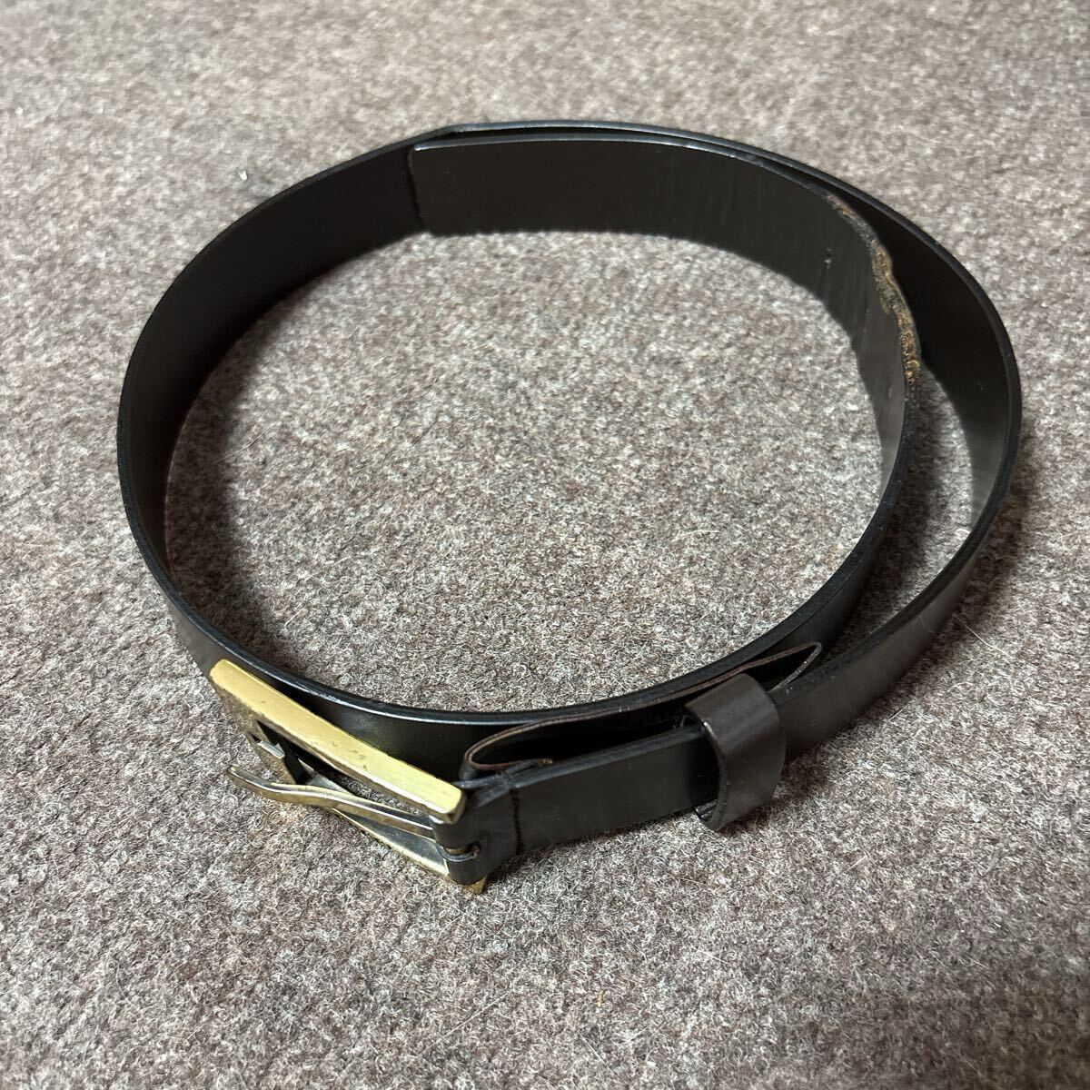 GUCCI グッチ レザーベルト 90617 ゴールドバックル 80/32 全長約92cm ダークブラウン メンズ ビジネス レザー拍卖