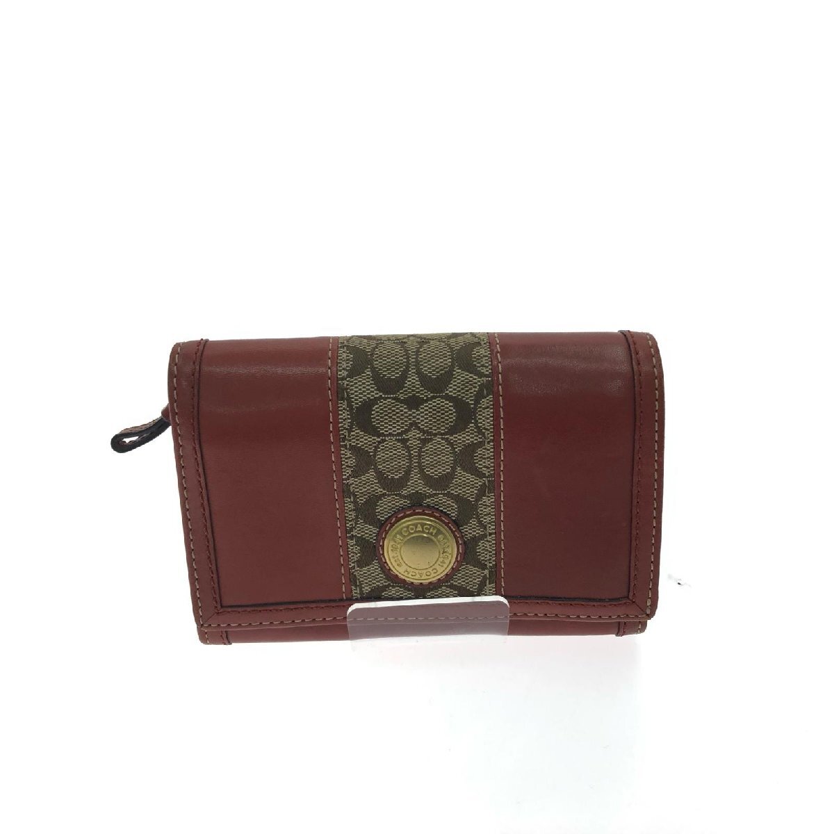 COACH コーチ レディース 二つ折り財布 L字ファスナー レザー キャンバス シグネチャー ブラウン やや傷や汚れあり拍卖