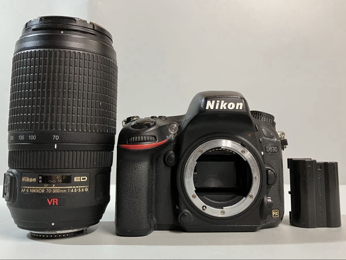 【12Li-4】Nikon ニコン D610 ボディ デジタル一眼レフカメラ レンズ AF-S VR Zoom NIKKOR 70-300mm F4.5-5.6G IF-ED バッテリー付 現状品拍卖