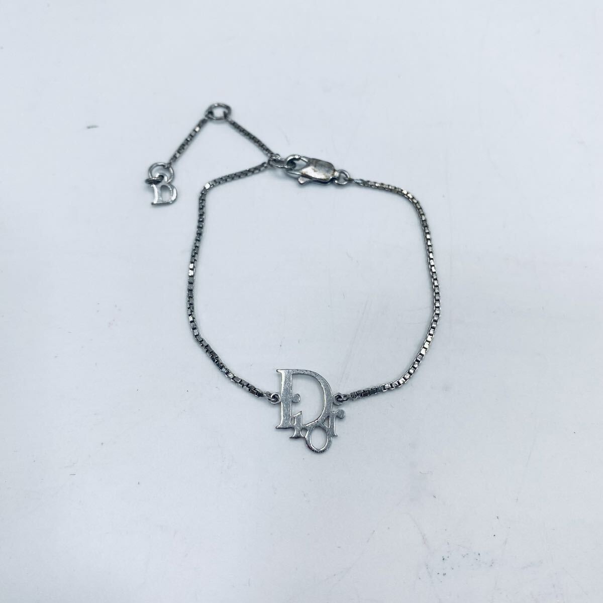 S-15851 Christian Dior クリスチャン ディオール ヴィンテージ Diorロゴ ボックスチェーン シルバーカラー ブレスレット アクセサリー拍卖