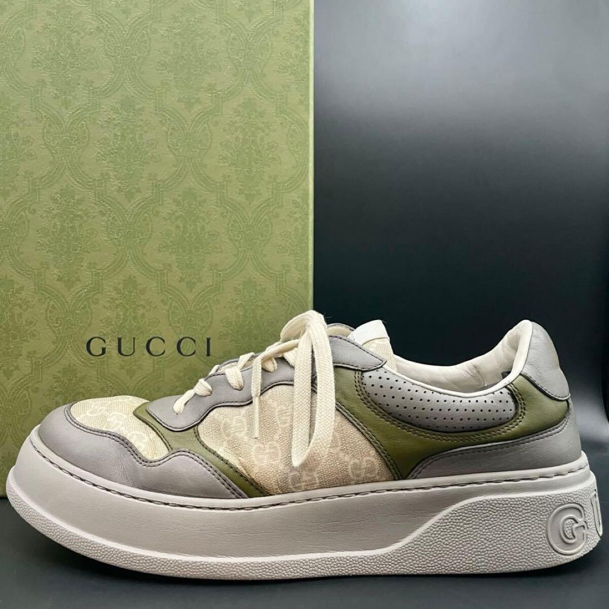 1円【現行品】GUCCI グッチ GGスプリーム チャンキー スニーカー 25年製 シューズ 靴 メンズ 希少サイズ30cm相当拍卖