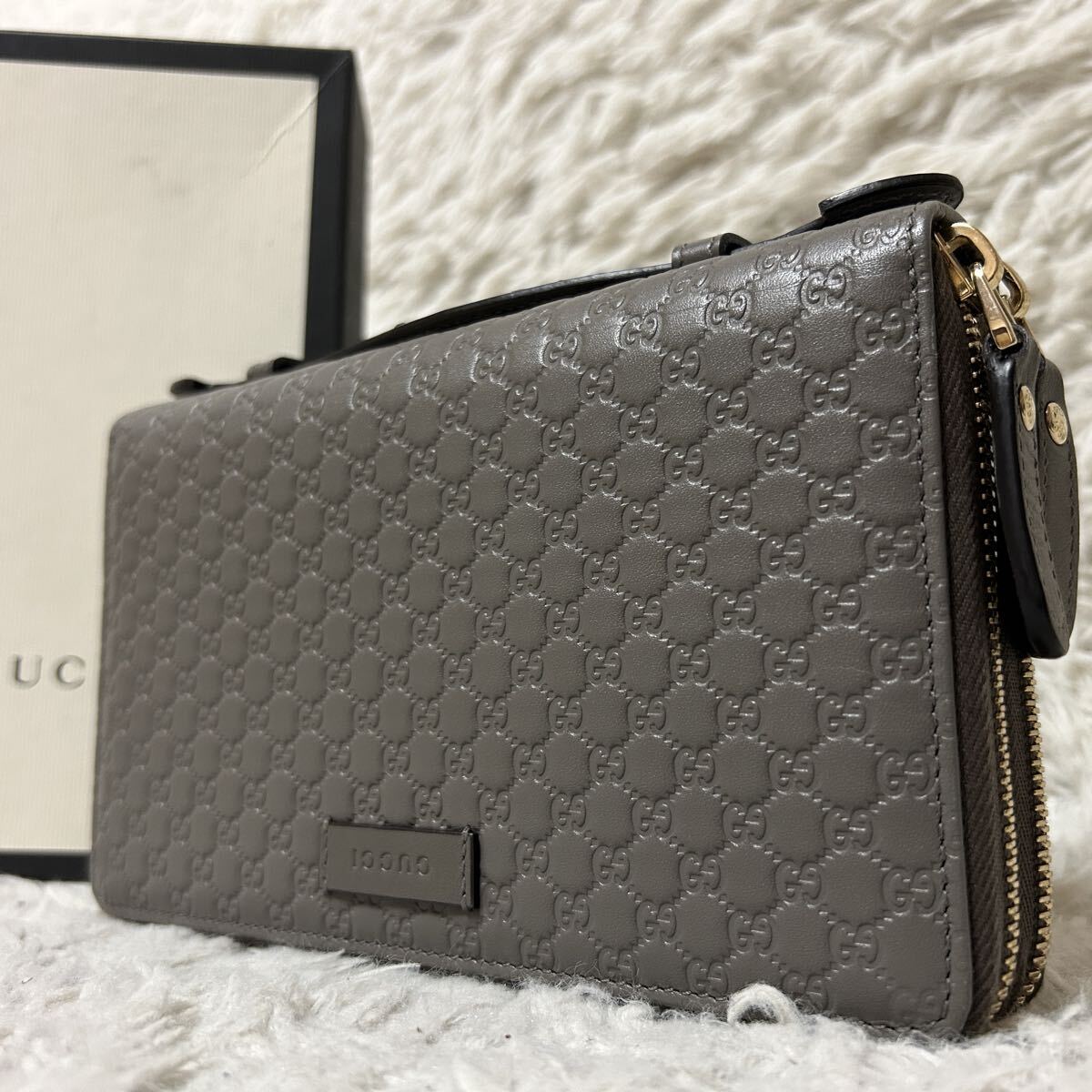 1円【極美品】GUCCI グッチ ダブルファスナー オーガナイザー マイクロGG グッチシマ 長財布 セカンドバッグ クラッチバックトラベル メン拍卖