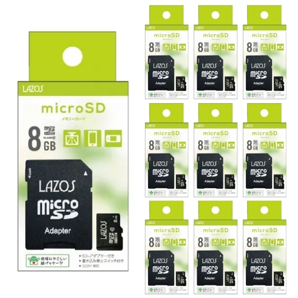 10枚セット microSDカード 8GB 格安品 L-B8MSD10 LAZOS microSDHC マイクロSD拍卖