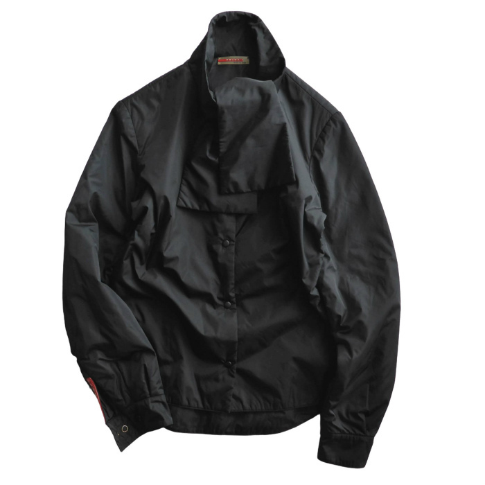 プラダ (PRADA) プラダスポーツ ナイロン 中綿 シャツジャケット スカーフ付き #S ブラック ウェア(中古)拍卖