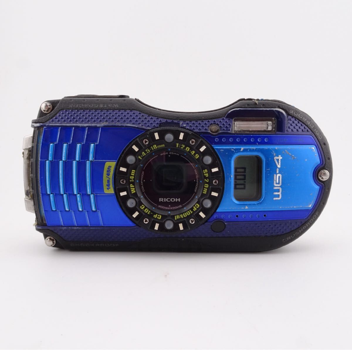 【動作確認済み】 RICOH WG-4 コンパクトデジタルカメラ リコー 防水 耐衝撃 耐荷重 耐寒 ブルー PENTAX ペンタックス拍卖