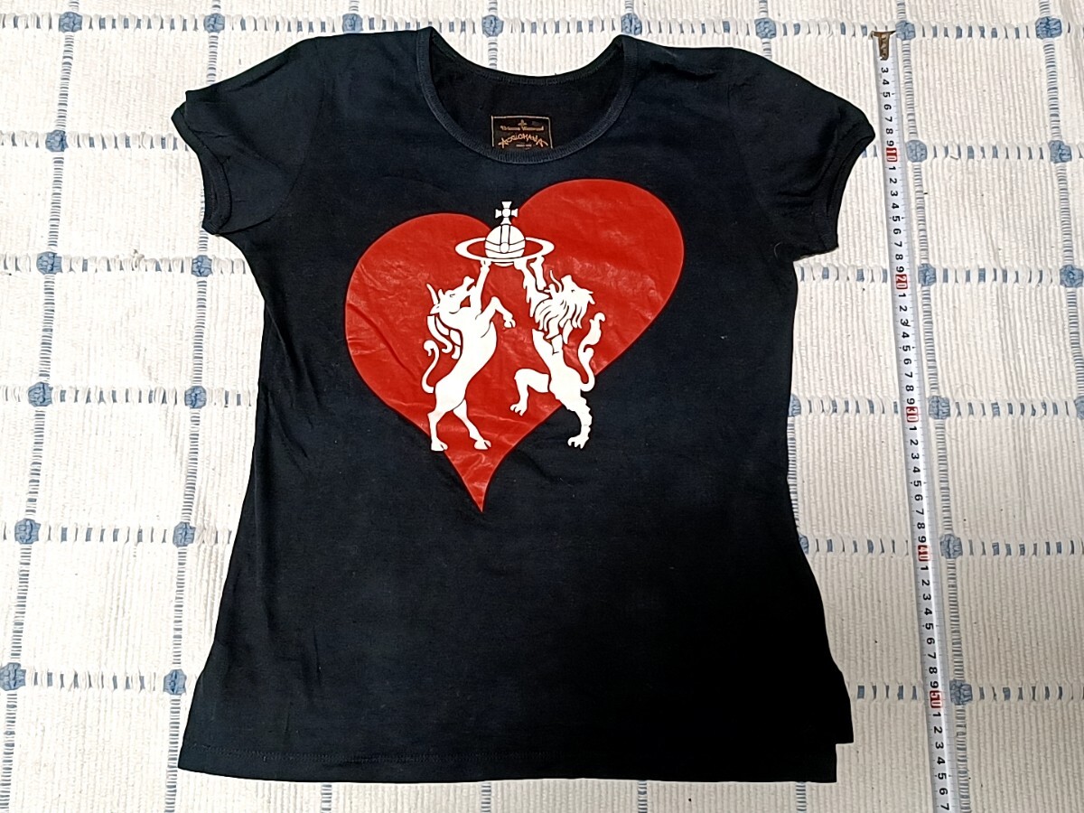 Vivienne Westwood anglomania ヴィヴィアンウエストウッドアングロマニア Tシャツ ハート 黒 Sサイズ レディースTシャツ拍卖