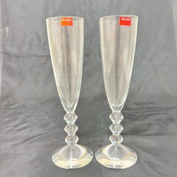 P425-O70-342 Baccarat バカラ ベガ シャンパングラス シャンパンフルート ペア 2客セット クリスタル 洋食器 箱付き 約口径5×高さ22cm OC拍卖