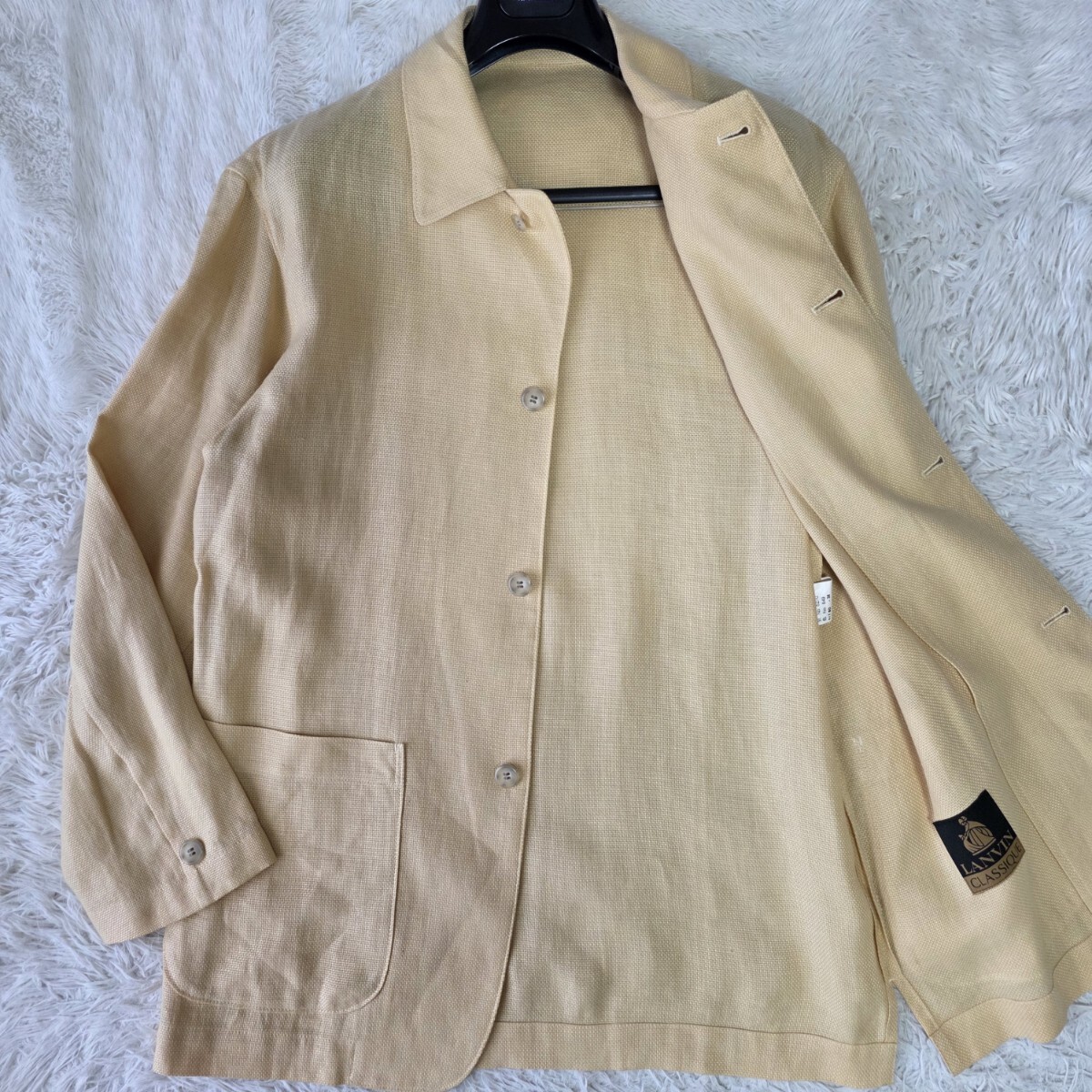 良品/size50 ●LANVIN ランバン クラシック リネン&コットン ジャケット コート ベージュ系 創作屋 メンズ ビジネス 羽織り 麻 綿 春夏拍卖