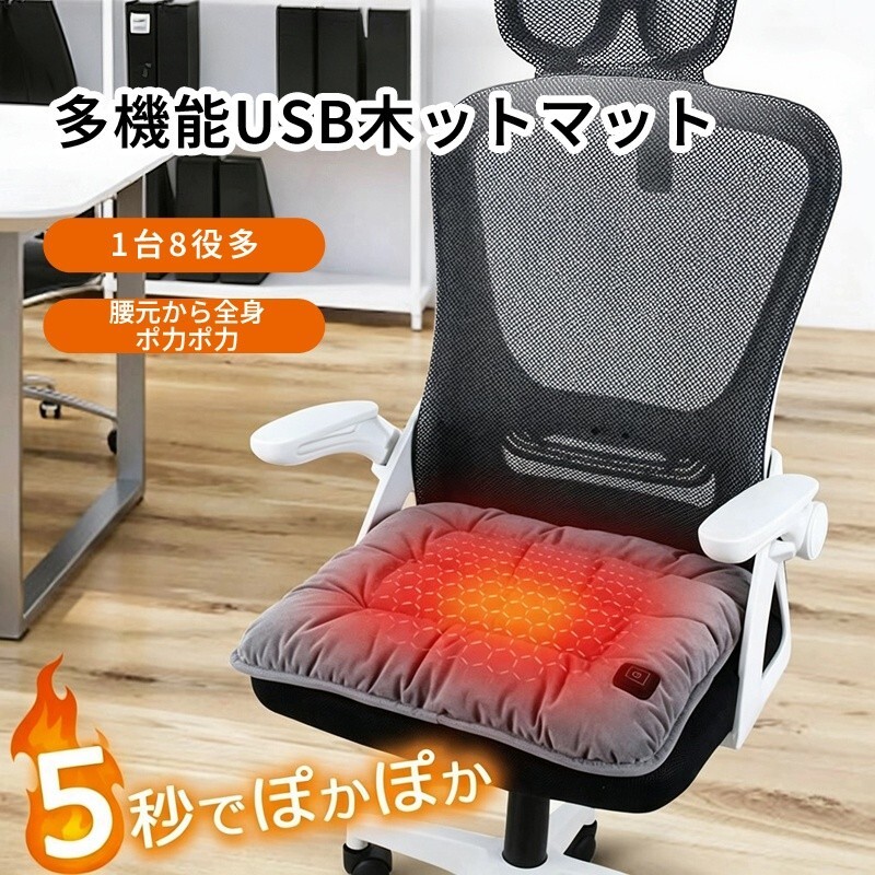 【在庫処分】 ホットクッション USB電熱座布団 車載 オフィス対応 5V加熱 ヒーター内蔵 冬用あったか座布団 軽量 暖房クッション L00110拍卖