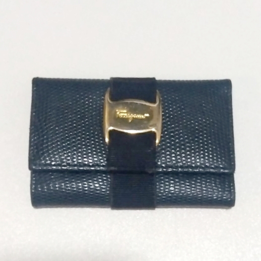 Salvatore Ferragamo フェラガモ 6連キーケース ネイビー レザー拍卖