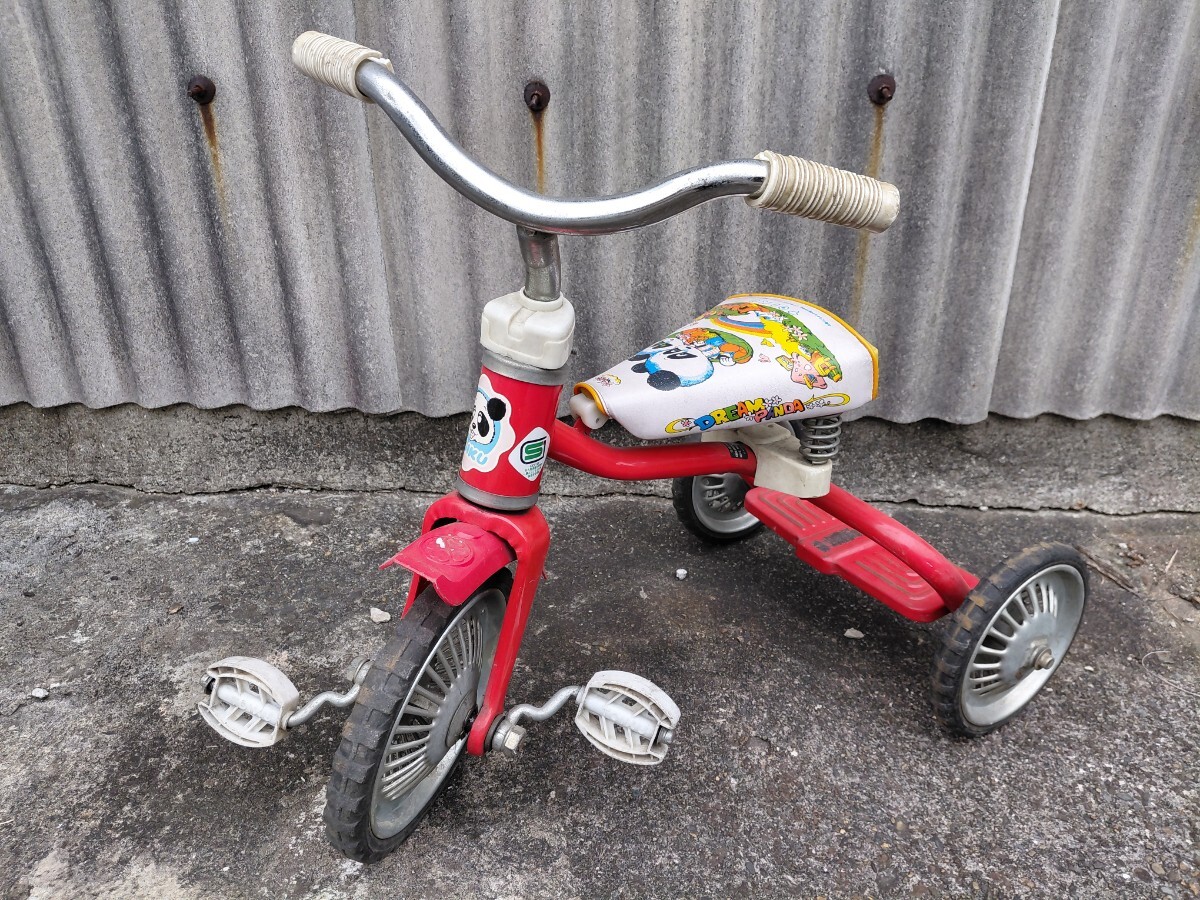 y298 昭和レトロ 三輪車 TOIKU トーイク パンダ 子供用 玩具 赤 ビンテージ拍卖