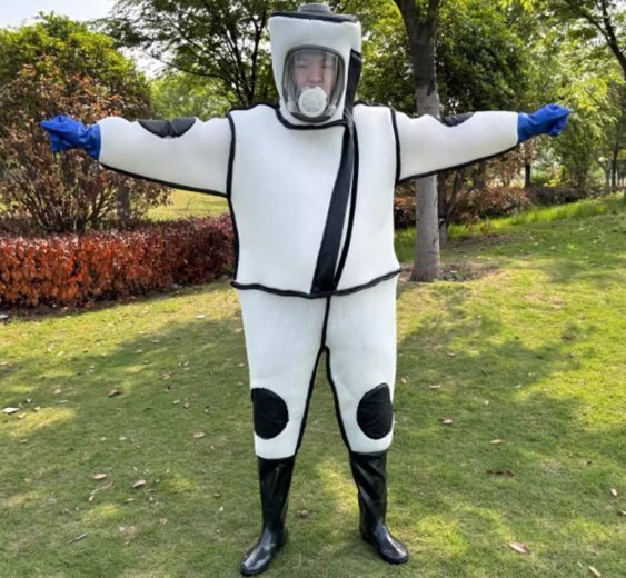 蜂防護服 スズメ蜂 スズメバチ駆除用蜂防護服 一体式 ハチ防護服 通気性 二重扇風機付属 養蜂器具 保護装備 養蜂用防護服 男女兼用拍卖