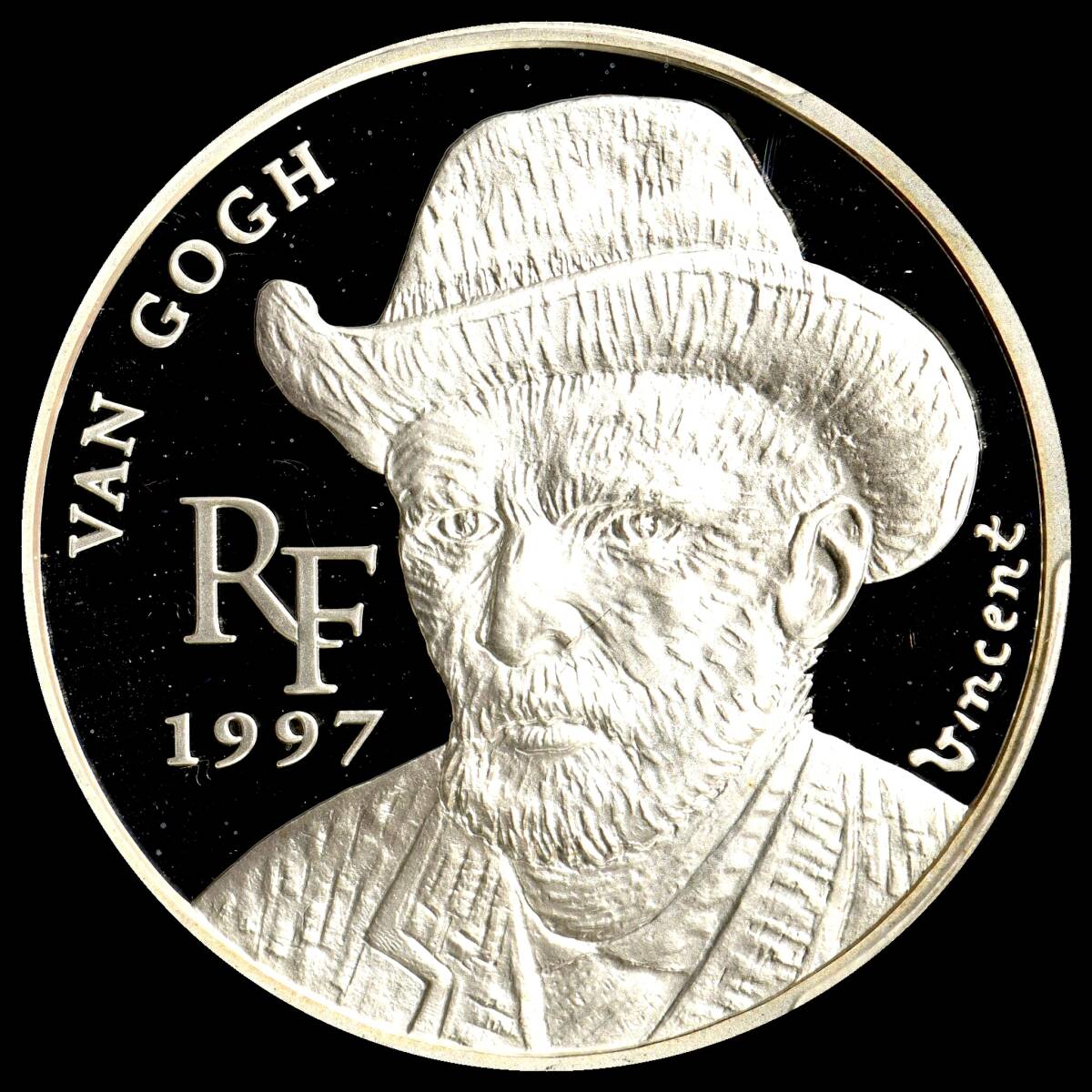 ★日終【PCGS PR69DCAM ★P社TOP最高鑑定 希少品】1997年 フランス 10 Fr銀貨 ゴッホ 自画像 完全未使用 //世界コイン【決済期限火曜日】拍卖