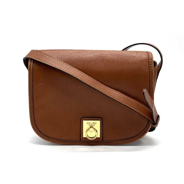 1円 CELINE セリーヌ ロゴ レザー ショルダー バッグ fY05124C拍卖