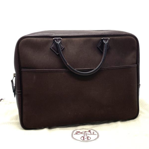 1円 HERMES エルメスプリュム ドッグ レザー トワルオフィシエ ハンド バッグ F刻印 fY04400A拍卖