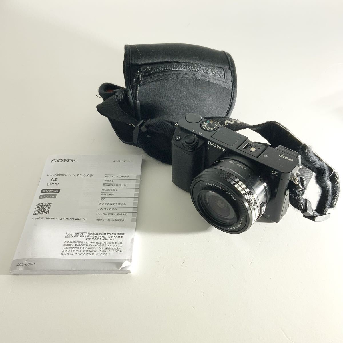 【動作品】SONY ソニー ミラーレス一眼カメラ α 6000 ILCE-6000 ブラック レンズ SELP1650 E3.5-5.6/PZ 16-50 OSS 取説/ケース付き 中古品拍卖