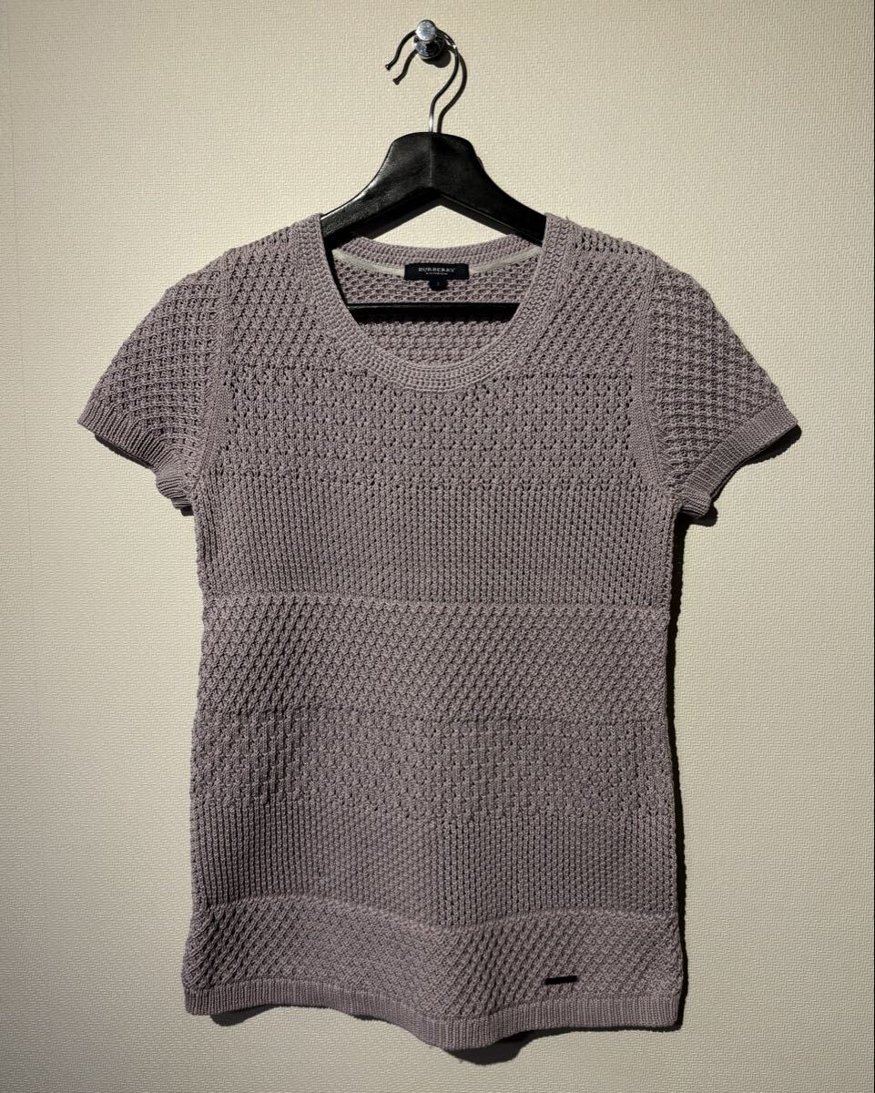 BURBERRY LONDON / SSサマーニット / SIZE:1 / LT.PURPLE ( LAVENDER ) / バーバリーロンドン 半袖 コットンニット クロシェ編み 三陽商会拍卖