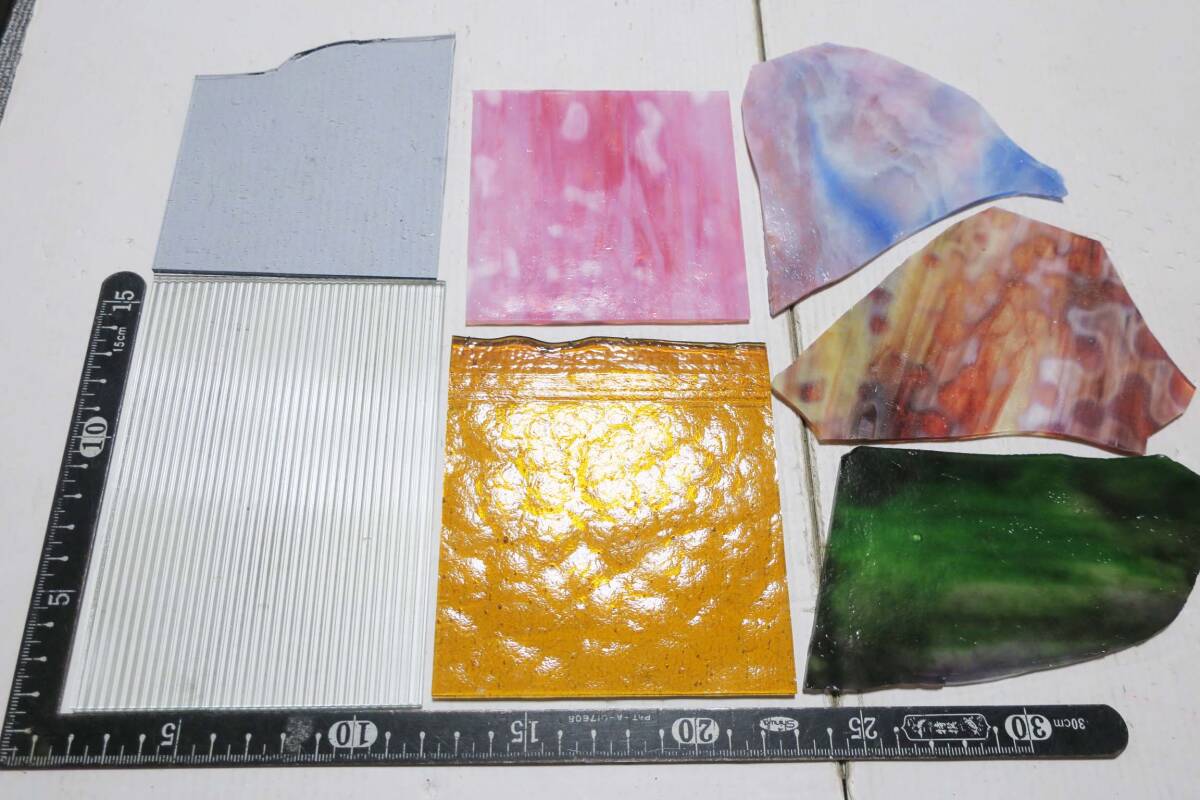 ★型板ガラス パターングラス ステンドグラス 端材いろいろまとめて(15)拍卖