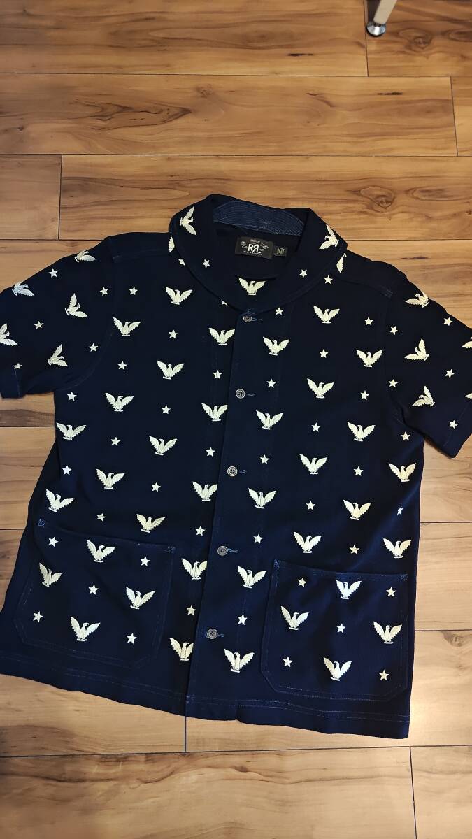 RRL EAGLE & STAR CAMP COLLAR NAVAL SHIRT拍卖