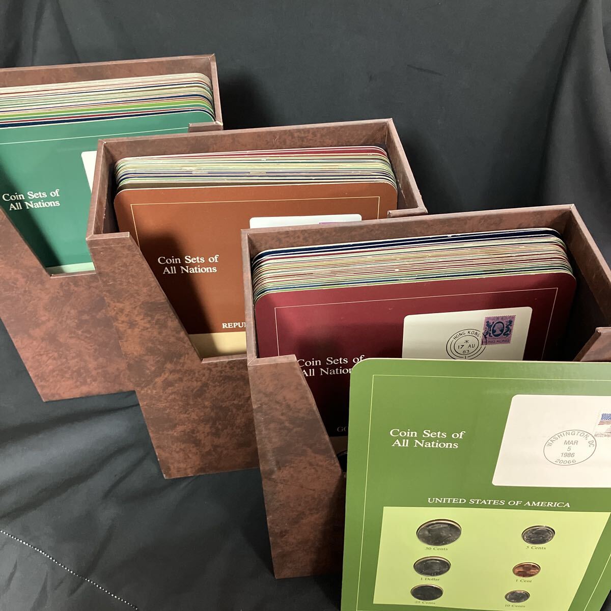 1980年代 The Franklin Mint Coin Sets of All Nations 万国硬貨セットまとめて 公式消印 本物記念切手同封 アンティーク コレクション拍卖