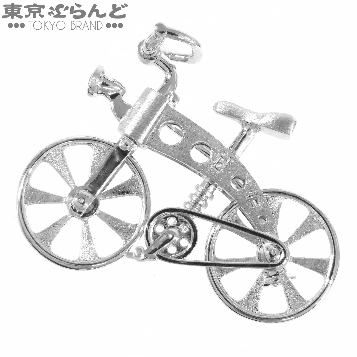 101876842 イーノス E-NO`S 自転車モチーフ ブローチ ホワイトゴールド K18WG ダイヤモンド 0.04ct ユニセックス 仕上済拍卖