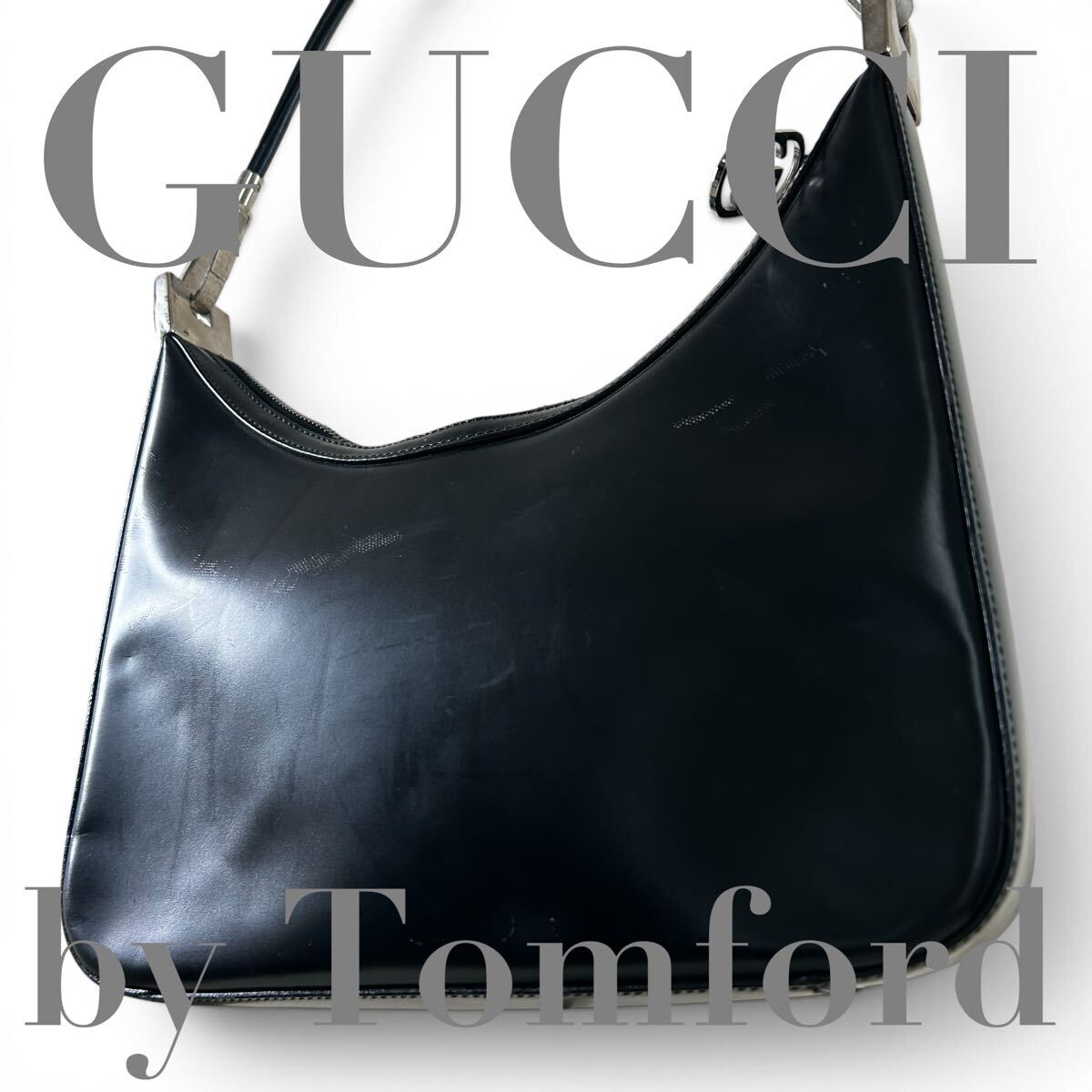 【希少】 GUCCI Hobo Bag by Tom Ford 90s leather グッチ レザー ワンショルダーバッグ トムフォード期 黒 ブラック GG レディース メンズ拍卖