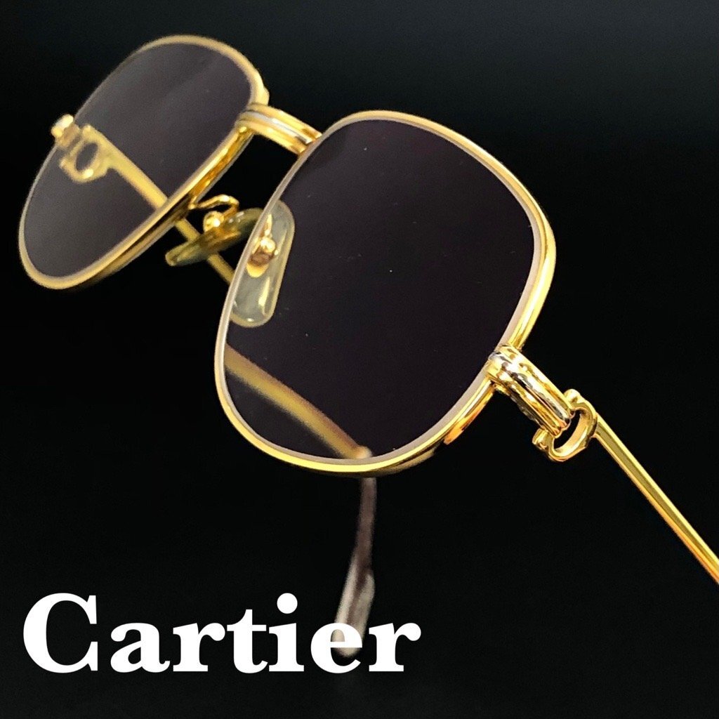 Cartier カルティエ トリニティ メガネ フレーム ゴールド 度入り めがね 眼鏡 サングラス ヴィンテージ 135 正規品 最落無拍卖