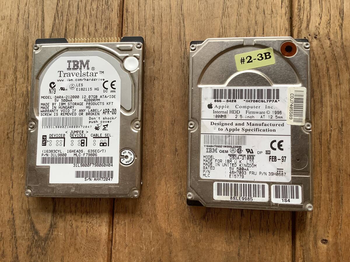 Apple 拡張フォーマット済み IDE HDD 1000MBと12.0GB 2個セット拍卖