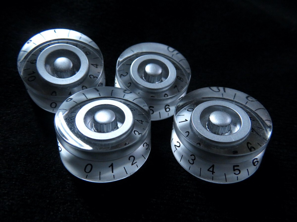 ★Speed knob/スピードノブ Silver/シルバー/銀◆コントロール・ノブ 4個SET ミリサイズ/Gibson レスポールなどに拍卖
