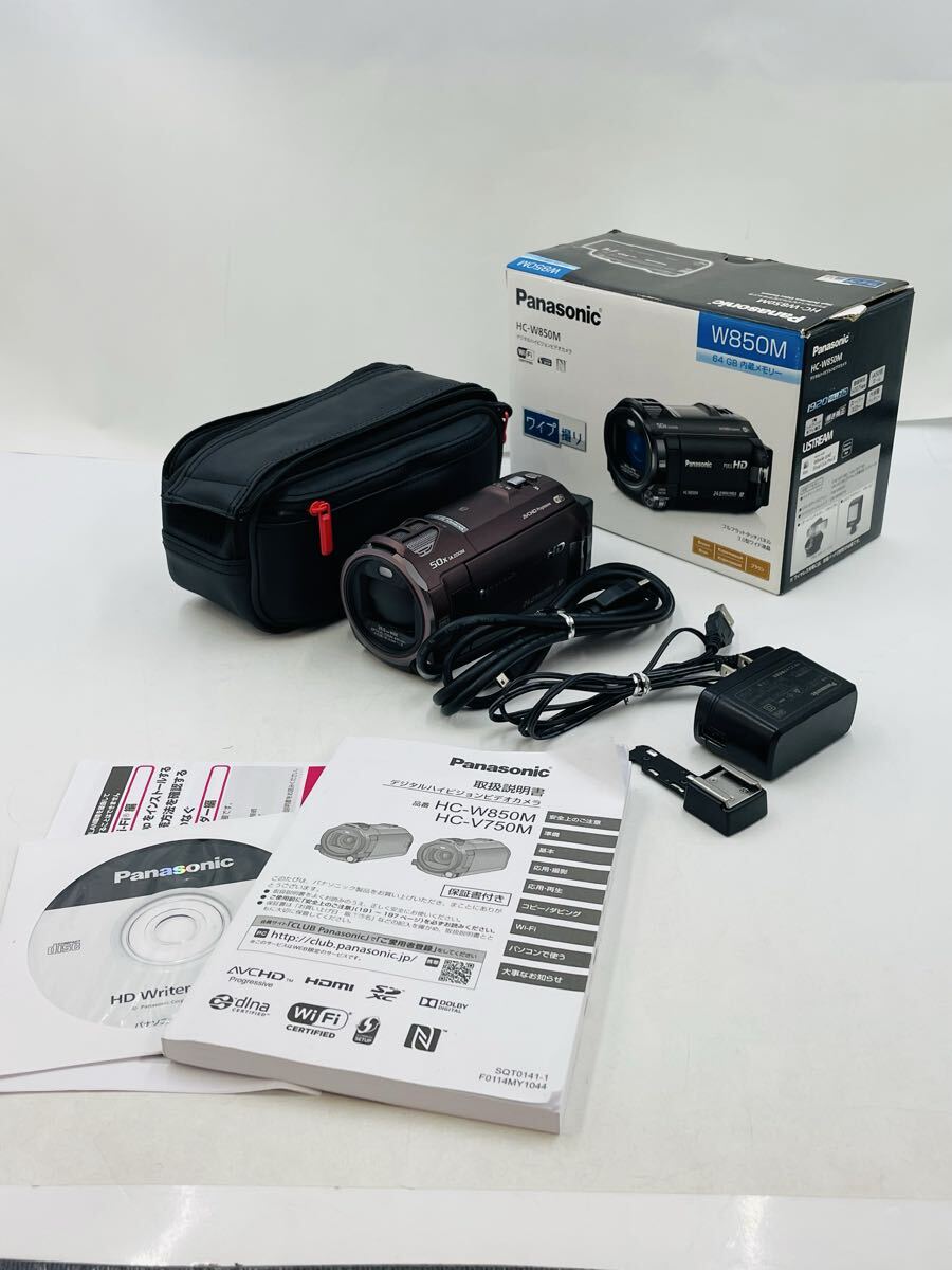 ● Panasonic HC-W850M-T 2014年製 パナソニック デジタルビデオカメラ ブラウン系色 光学機器 チャージャー無し 箱付き 通電確認済み拍卖