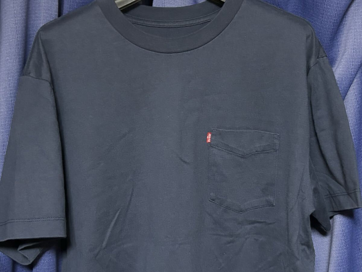 アメカジ古着リーバイス ビッグシルエット半袖Tシャツ US-Sサイズ正規品 日本Mサイズ 胸ポケ Levi’s ネイビー拍卖