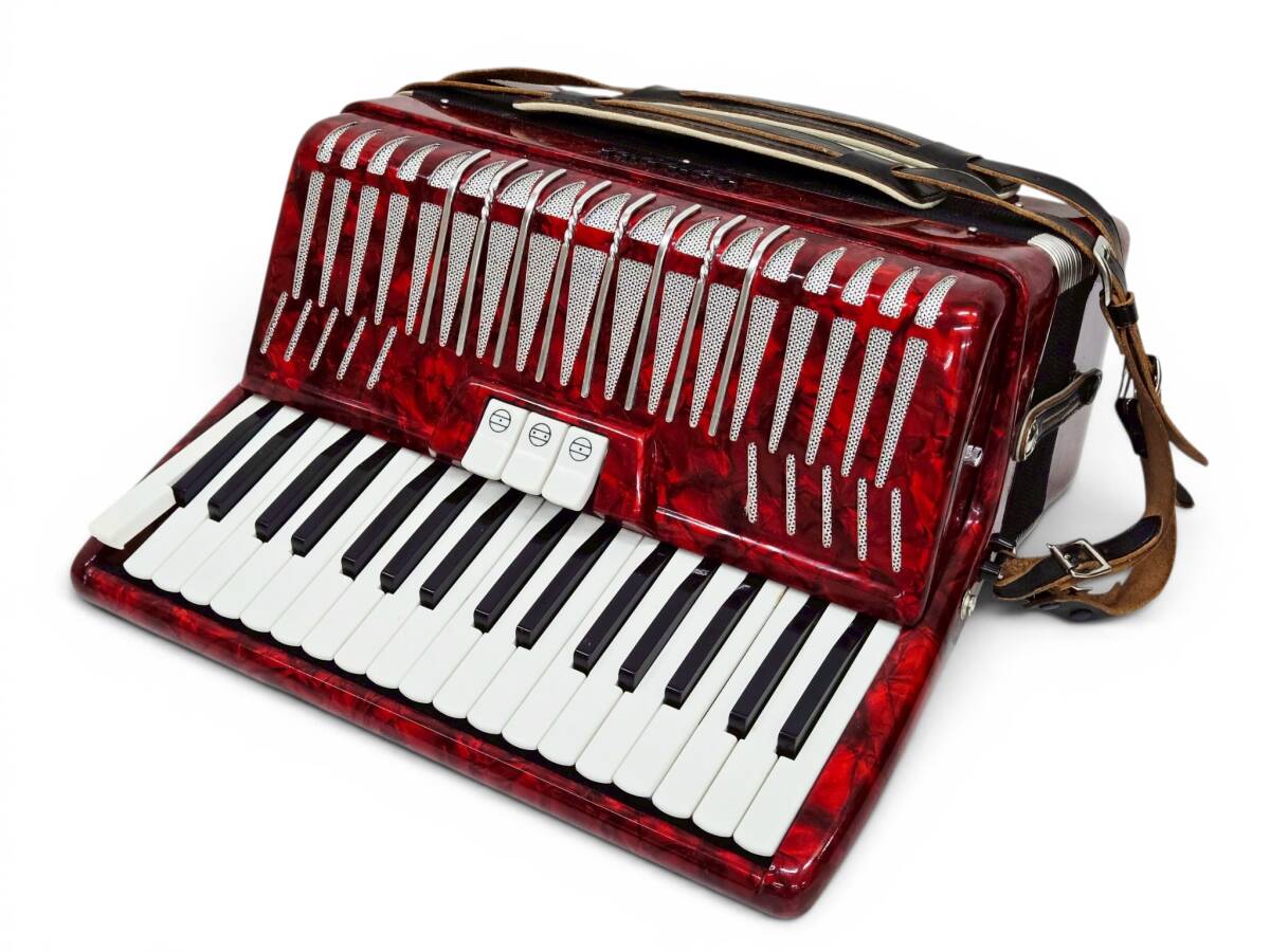 6E2ク9 ★YAMAHA/ヤマハ★ アコーディオン 34鍵 48ベース レッドカラー accordion拍卖