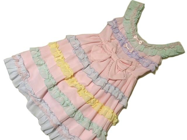 新品同様 F45 アンジェリックプリティ ワンピース ◇ しゃぼん玉 ジャンパースカート ピンク フリフリ Angelic Pretty ジャンスカ ロリータ拍卖