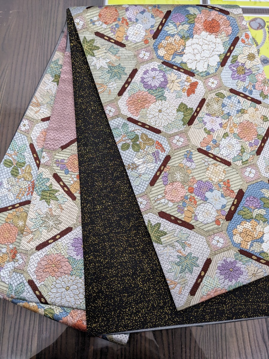 【七福】s0051 ろざし 全通 袋帯 総刺繍 納紗刺繍 正絹 vx:shichifukuya拍卖