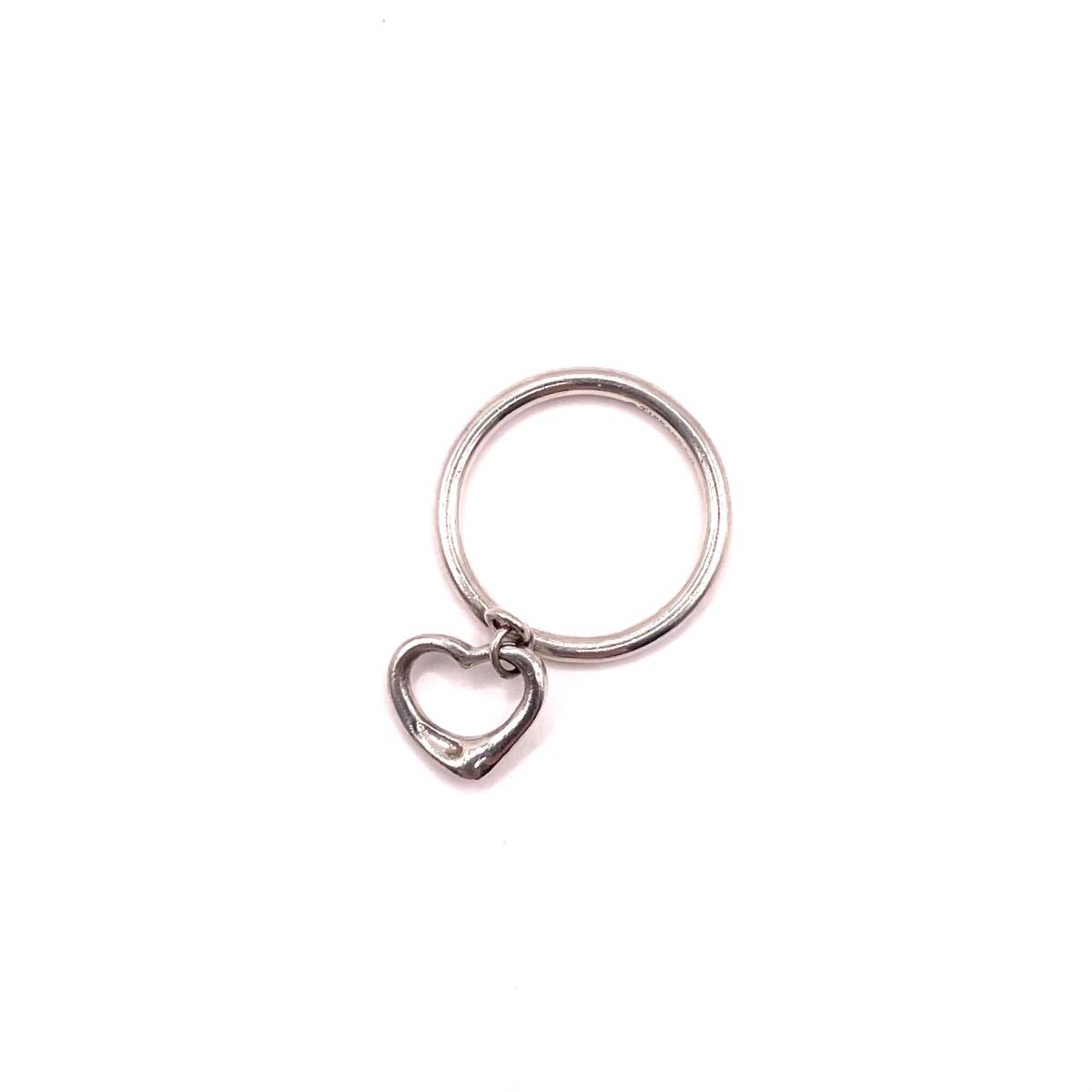 美品 TIFFANY&Co. ティファニー リング オープンハートチャーム シルバー SV925 総重量約2.2g 8039拍卖