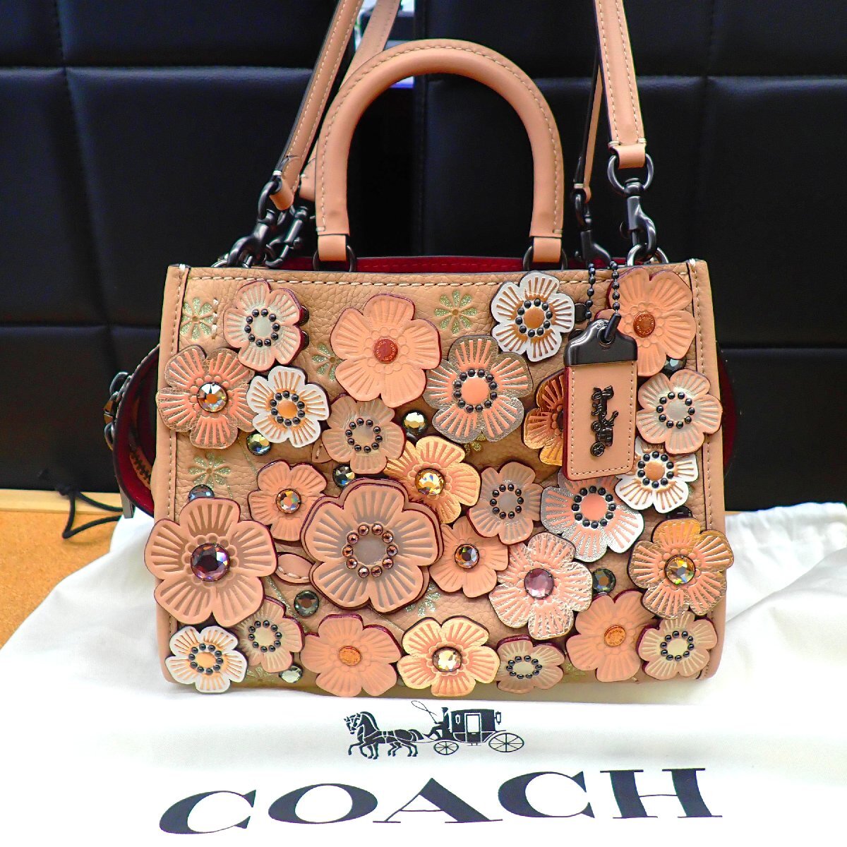 未使用保管品 COACH/コーチ ローグバッグ 25 カラーブロック ウィズ ティーローズ レザー 2wayバッグ拍卖