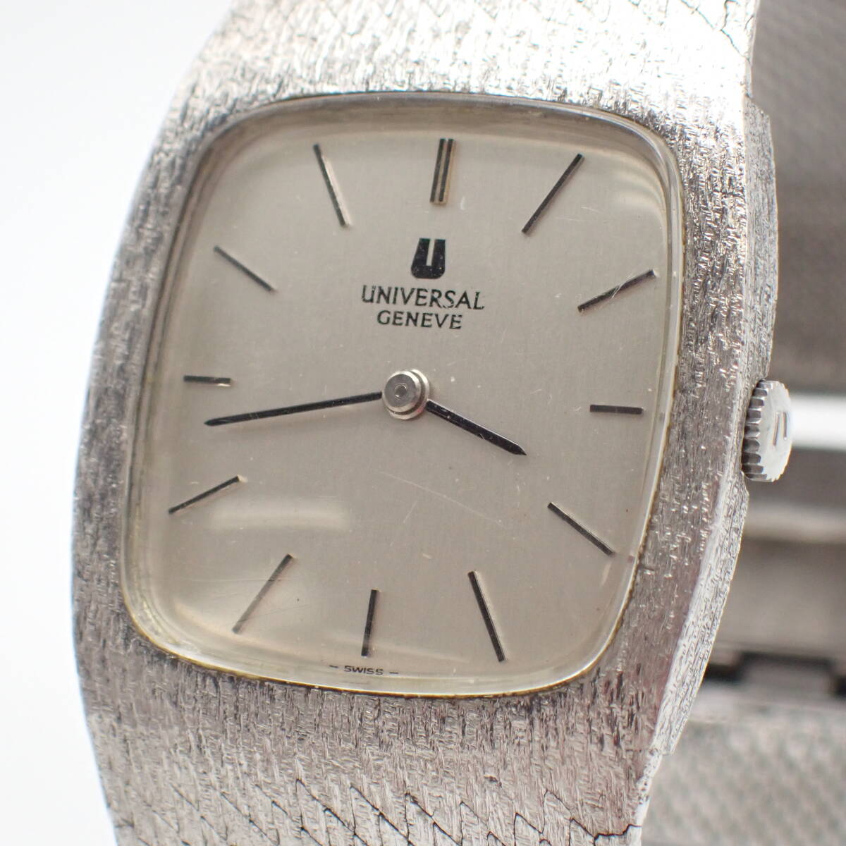 1円~☆UNIVERSAL GENEVE ユニバーサル ジュネーブ 手巻き レディース腕時計 842114 シルバー文字盤 スクエア アナログ/向0605-200拍卖