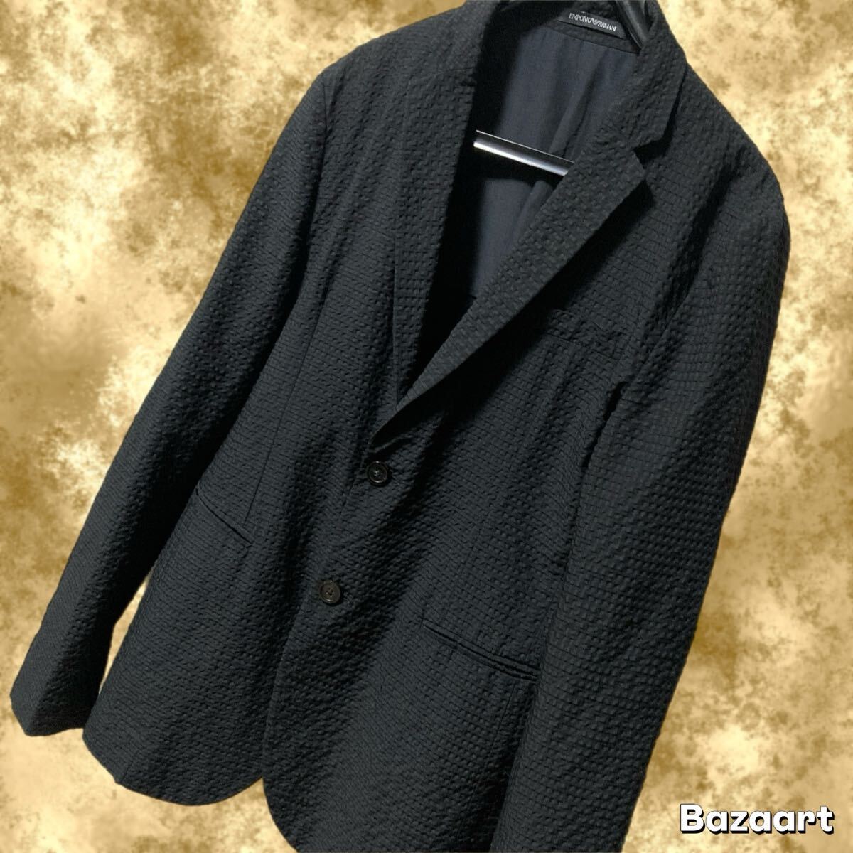 55Y260411B超美品 EMPORIO ARMANI エンポリオアルマーニ メンズ ワッフル 検 サマー ジャケット カーディガン シアサッカー GIORGIO ARMANI拍卖