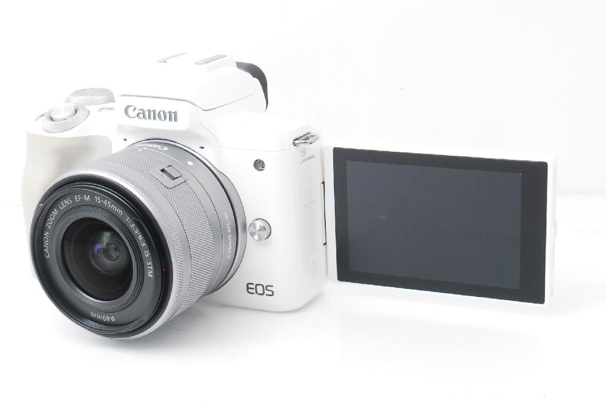 【美品】Canon キヤノン EOS Kiss M ホワイト レンズキット m000234拍卖