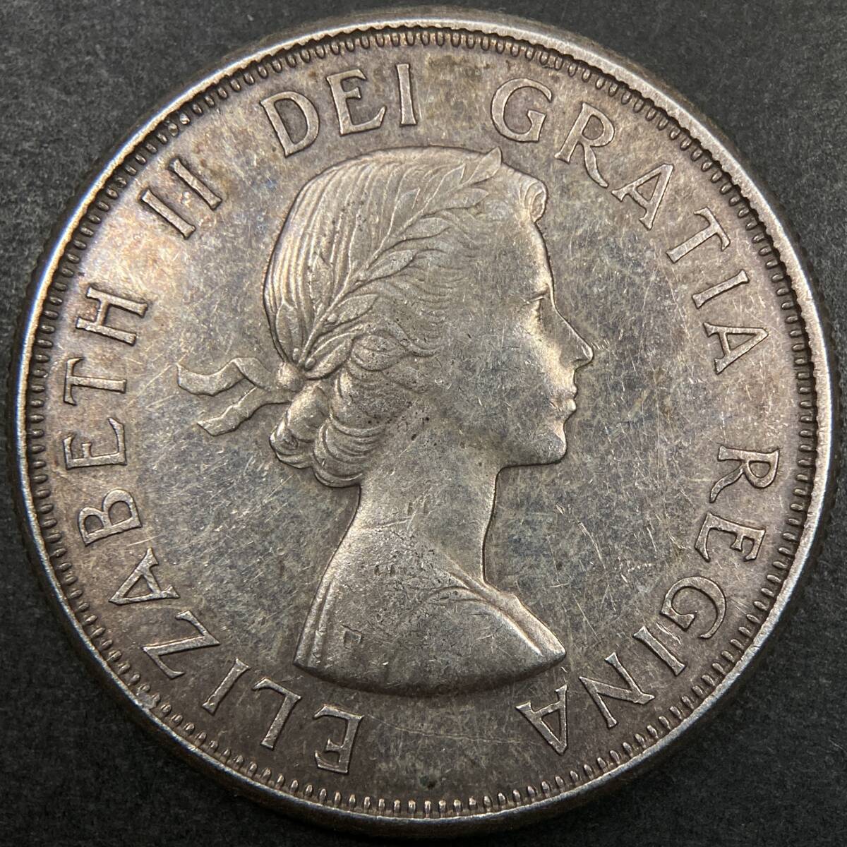 1円スタート! ・(11.88, 29.79mm) カナダ50セント銀貨1963年★ アンティークコイン拍卖