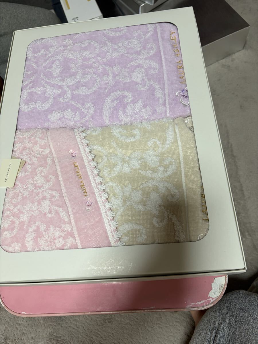 LAURA ASHLEY ローラアシュレイ タオルセット パープル ピンク 未使用拍卖
