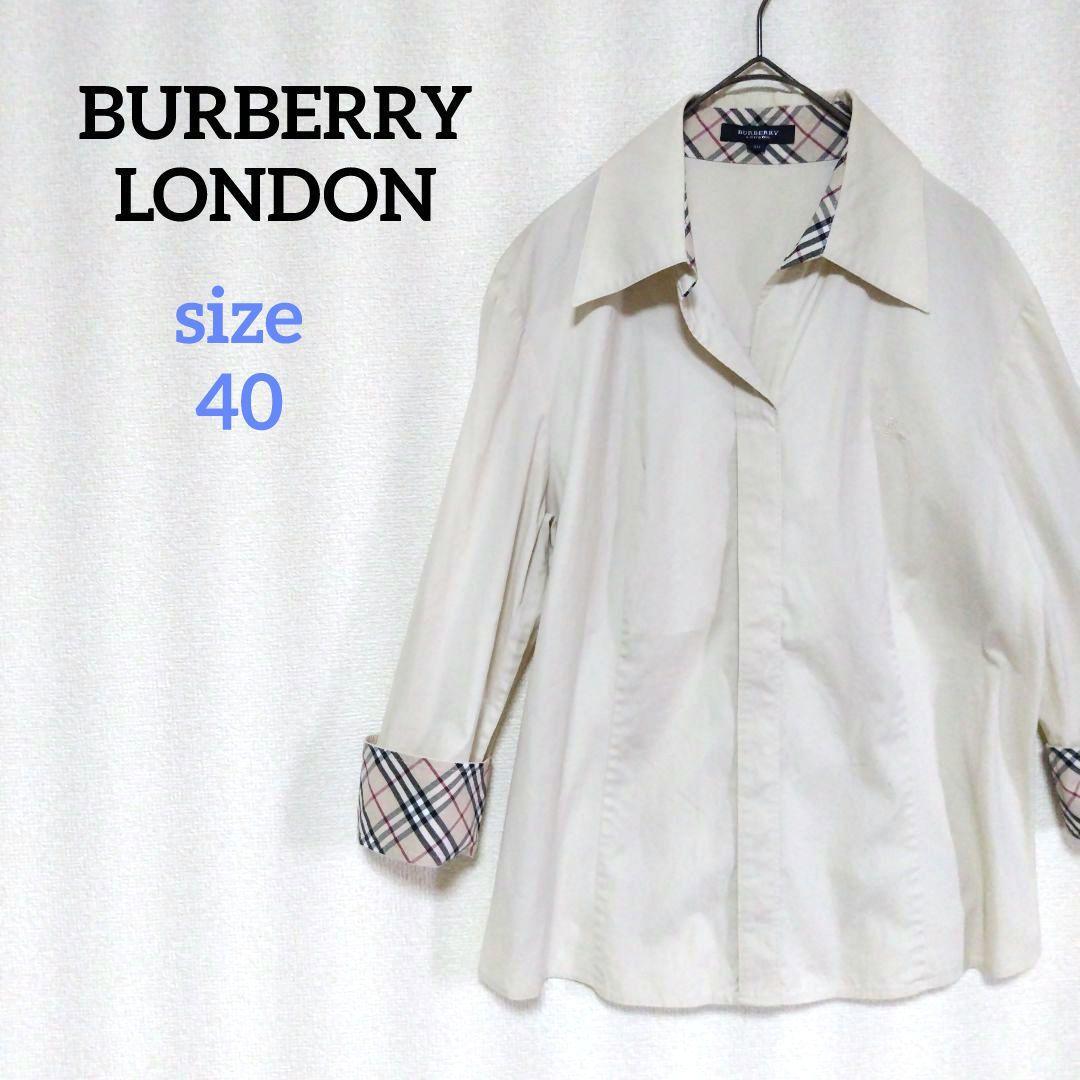 BURBERRY LONDON バーバリーロンドン ノバチェックスキッパーシャツ 比翼ボタン ベージュ 三陽商会 40 L メンズ レディース拍卖