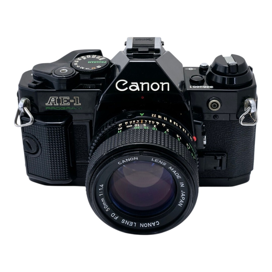 【整備済/保証付】Canon AE-1 PROGRAM NEW FD 50mm F1.4 ブラック ボディ レンズセット フィルム一眼 film camera #3362651拍卖